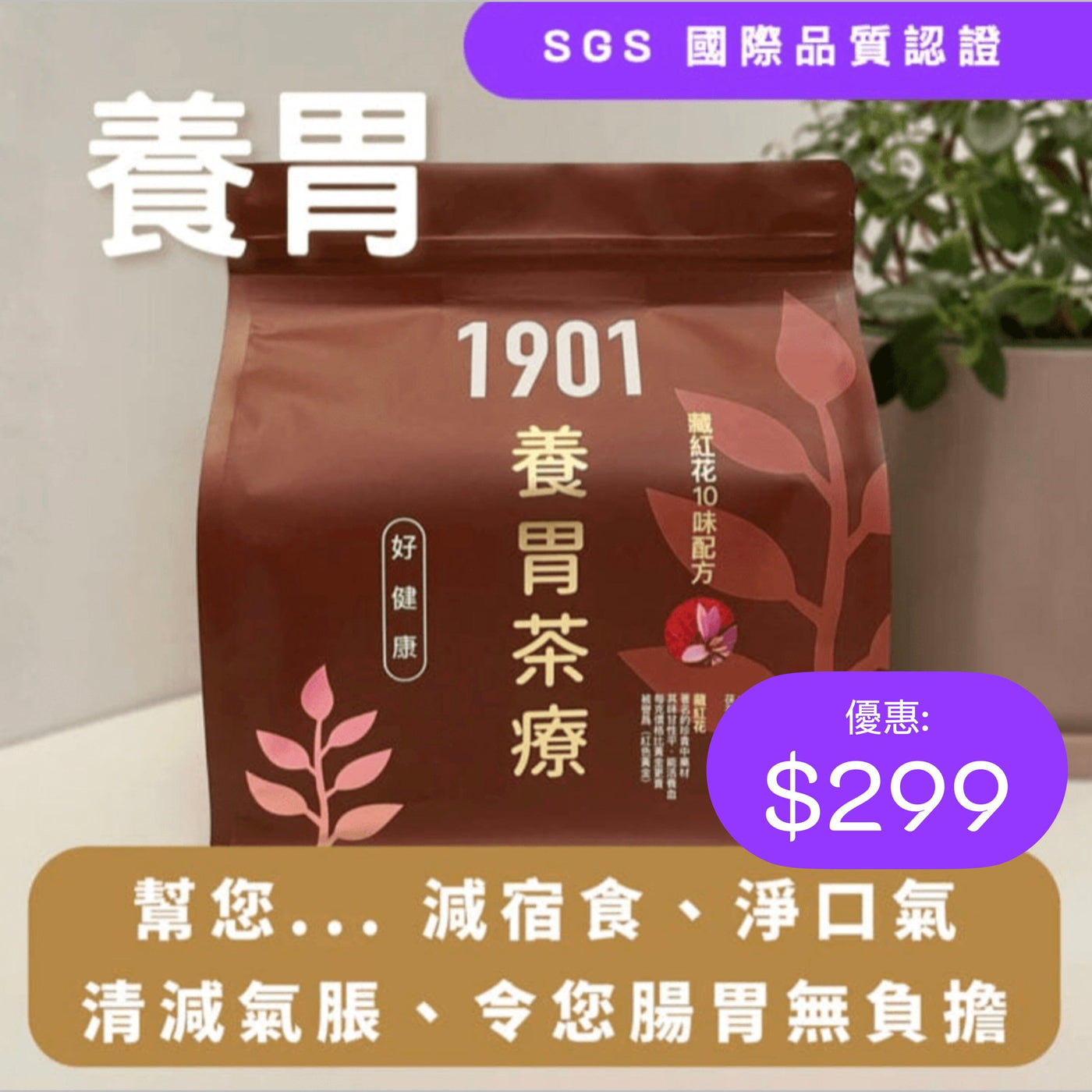 PAKA 養生【養胃茶療】🤗 原價: $490 🤗 優惠: $299 ~ 今日購買 自動再85折 : 1 袋只需 $254 Functional Tea 1901 61折 買1袋 (共30包) $299 (今日購買 自動再85折 : $254) 